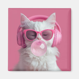 Cute White Cat – Personalised Magnet