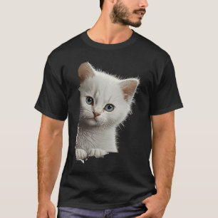 Cute White Cat Ripped Fabric 1 T-Shirt