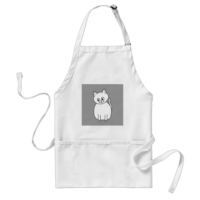 Cute White Cat. Standard Apron (Front)