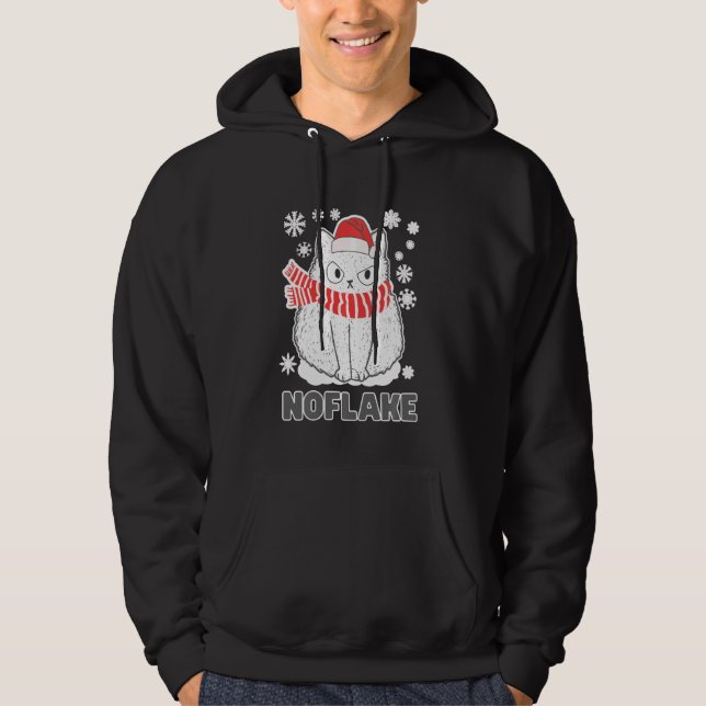 Cute White Cat Xmas Christmas Snowflake Cat Pajama Hoodie (Front)