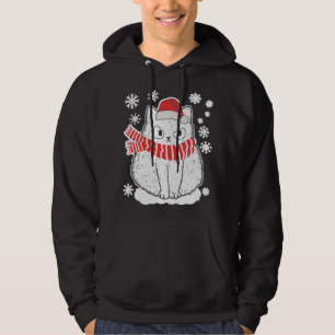 cute white cat xmas christmas snowflake cat pajama hoodie