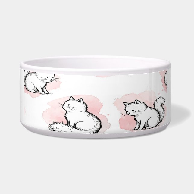Cute White Cats Pink Watercolor Pattern Kawaii Cat (Front)