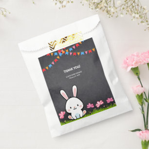 Cute White Chalkboard Bunny Baby Shower Favour Bags