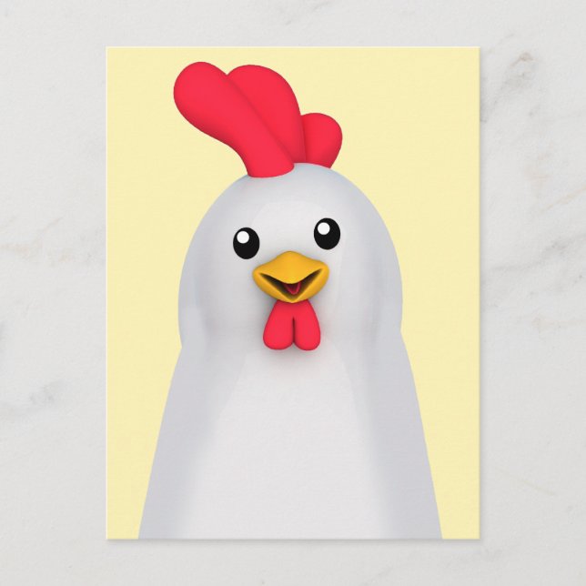 Cute White Chicken / White Rooster Postcard (Front)