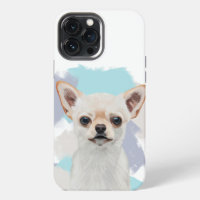 Cute White Chihuahua Abstract Blue