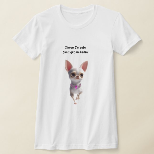 Cute White Chihuahua Silhouette Window Decal T-Shirt (Laydown)