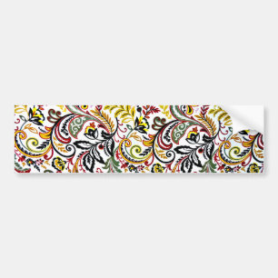 Cute white classic colourful floral design bumper sticker