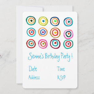 Cute white colourful girls cute birthday party invitation