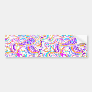 Cute white colourful paisley design bumper sticker