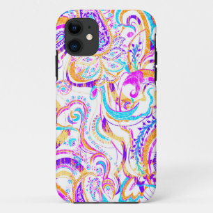 Cute white colourful paisley design iPhone 11 case
