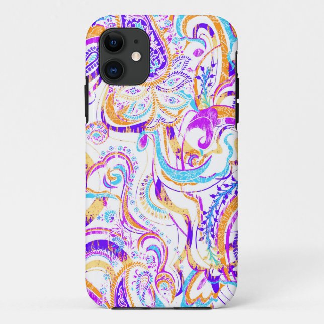 Cute white colourful paisley design Case-Mate iPhone case (Back)