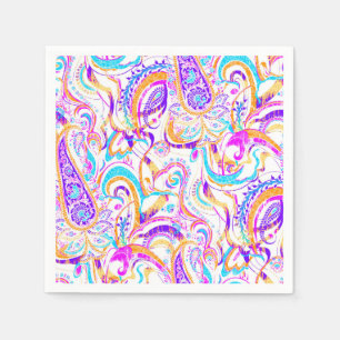 Cute white colourful paisley design napkin