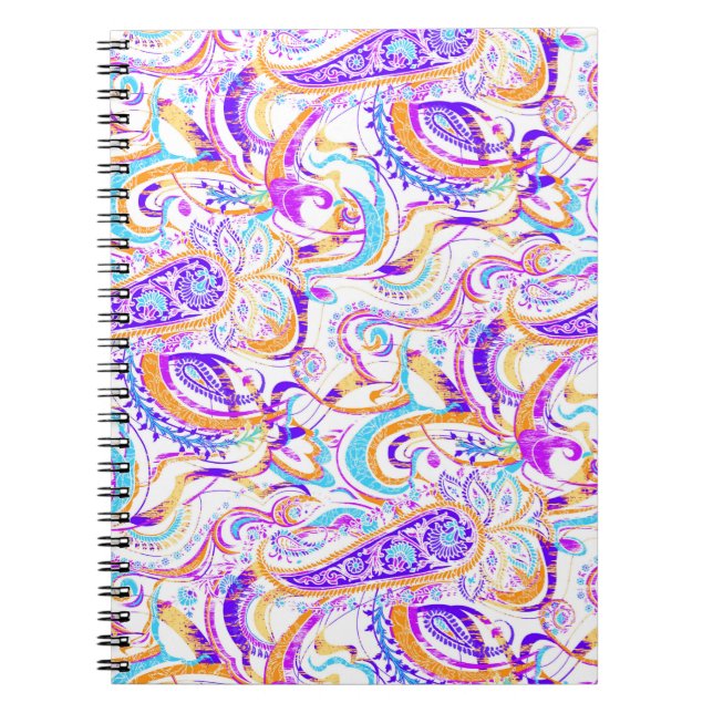 Cute white colourful paisley design notebook (Front)