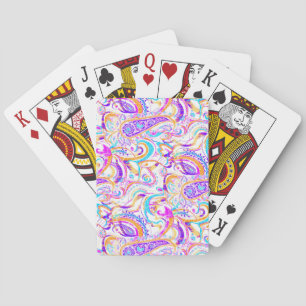Cute white colourful paisley design playing cards