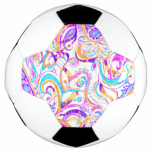 Cute white colourful paisley design soccer ball