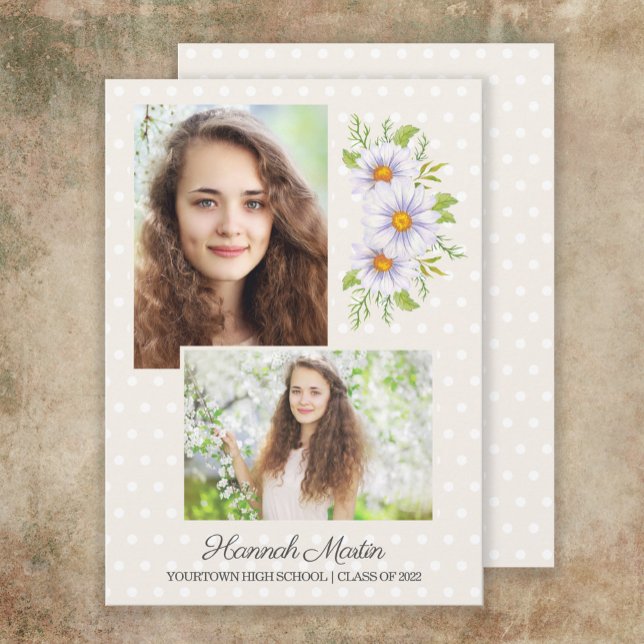 Cute White Daisies Graduation Party Photo Invitation (Creator Uploaded)