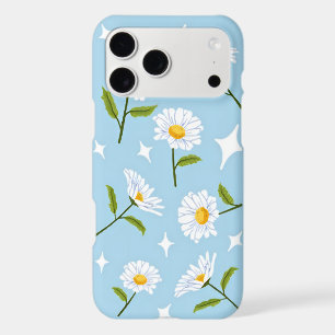 Cute White Daisy Flower Sparkles Baby Blue