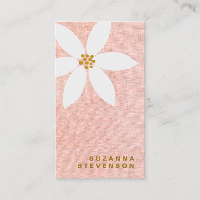 Cute White Daisy Pink Floral Business Card (Front)