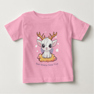 Cute White Deer with Antlers on a Cloud Baby T-Shirt