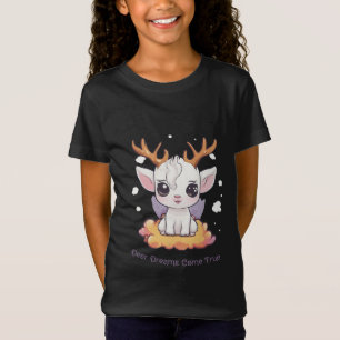 Cute White Deer with Antlers on a Cloud T-Shirt