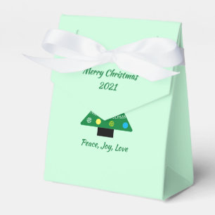 Cute White Dog Colourful Christmas Tree Light Gree Favour Box