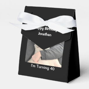 Cute White Dog Scared to Turn 40 Funny Black Favour Box