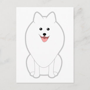 Cute White Dog. Spitz or Pomeranian. Postcard