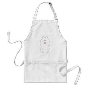 Cute White Dog. Spitz or Pomeranian. Standard Apron
