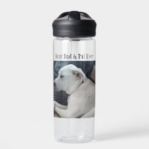 Cute White Dog with Best Dad Pal Ever Water Bottle