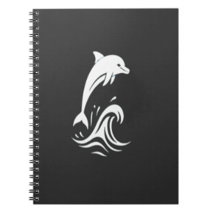 Cute White Dolphin Jumping Waves Ocean Papercut Ar Notebook