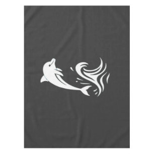 Cute White Dolphin Jumping Waves Ocean Papercut Ar Tablecloth