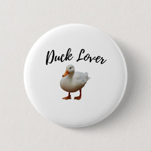 Cute White Duck 6 Cm Round Badge