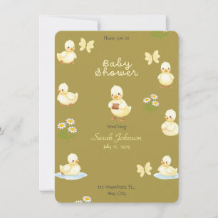 Cute White Duck Baby Shower Invitation 