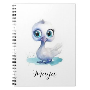 Cute White Duck Spiral Notebook 