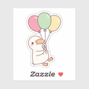 Cute White Duck With Balloons