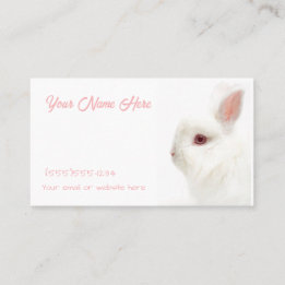 Cute White Dwarf Rabbit Delicate Ears Pet Sitter Business Card