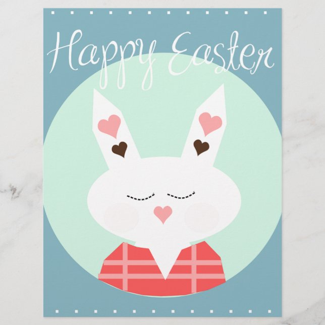 Cute white Easter bunny with pink hearts (Front)