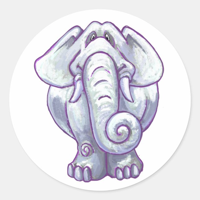 Cute White Elephant Gift Classic Round Sticker (Front)