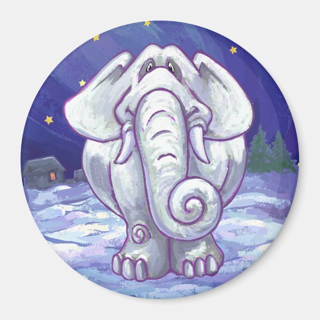Cute White Elephant Gift Magnet (Front)