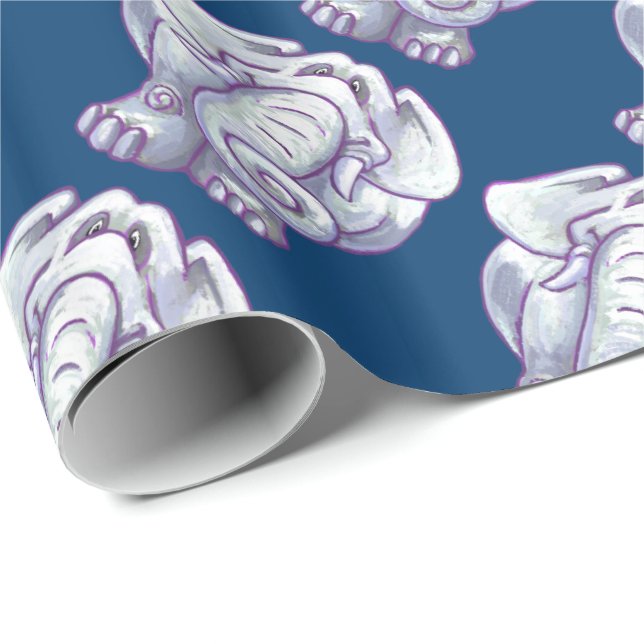 Cute White Elephant Gift Wrapping Paper (Roll Corner)