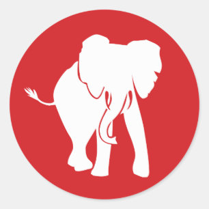 Cute White Elephant Logo 2 choose background colou Classic Round Sticker