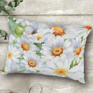Cute White Floral Vintage Watercolor Daisies Decorative Cushion