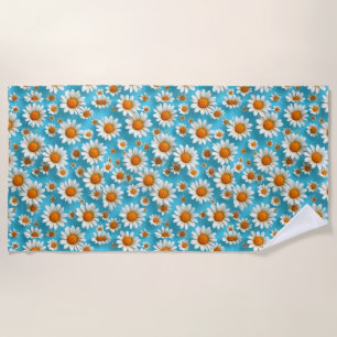 Cute White flowers Beach Towel