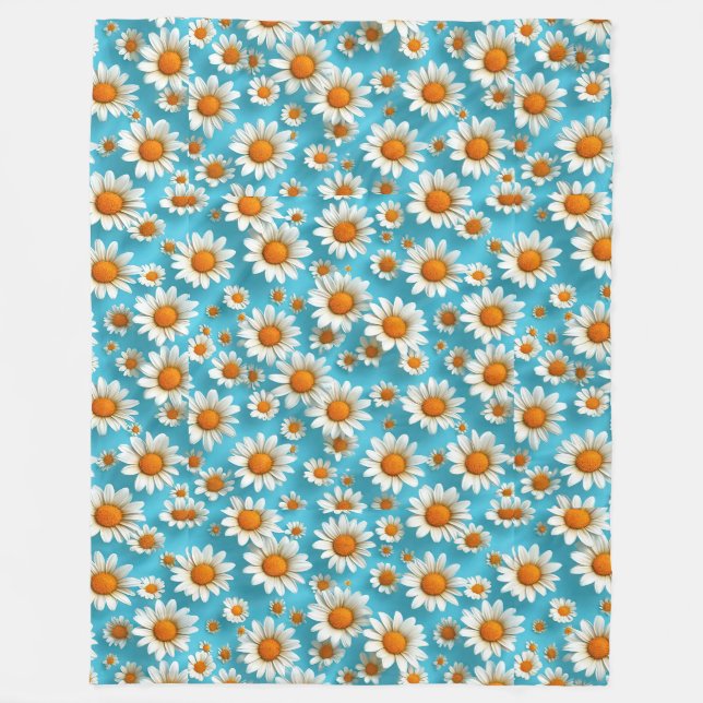 Cute White flowers Fleece Blanket (Front)