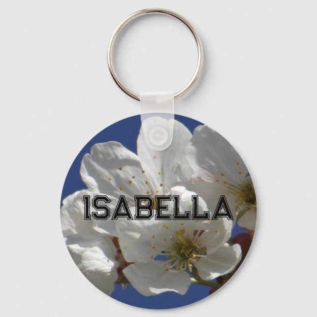 Cute White Flowers Key Ring (Front)