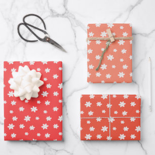 Cute White Flowers On Pink Wrapping Paper Sheet