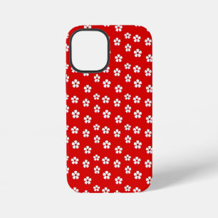 Cute white flowers on red iPhone 12 mini case