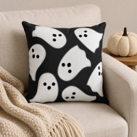Cute White Flying Ghost Pattern Black Halloween