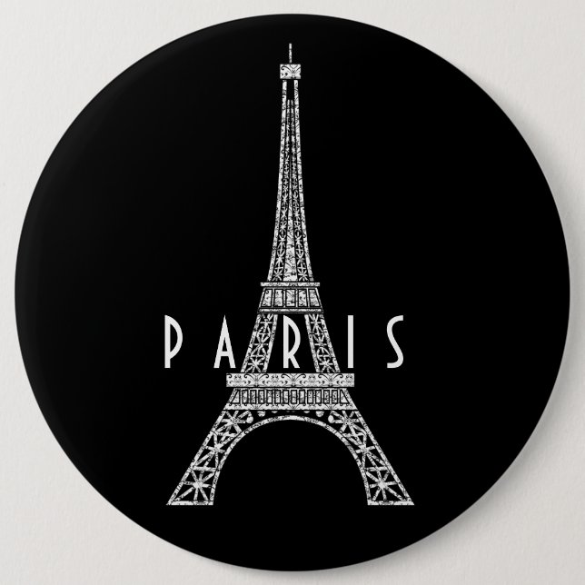 Cute white France Paris Eiffel tower Button (Front)