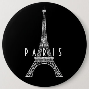 Cute white France Paris Eiffel tower Button